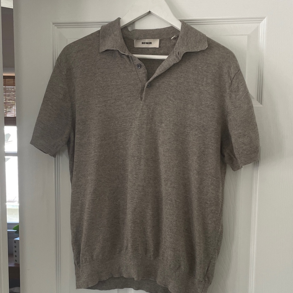 Buck Mason Men's Polo in Heather Gray